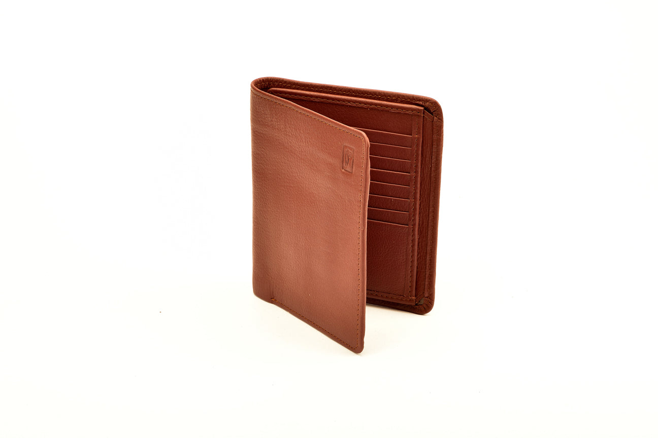 Double Compartment 16-Slot Mens Leather Wallet