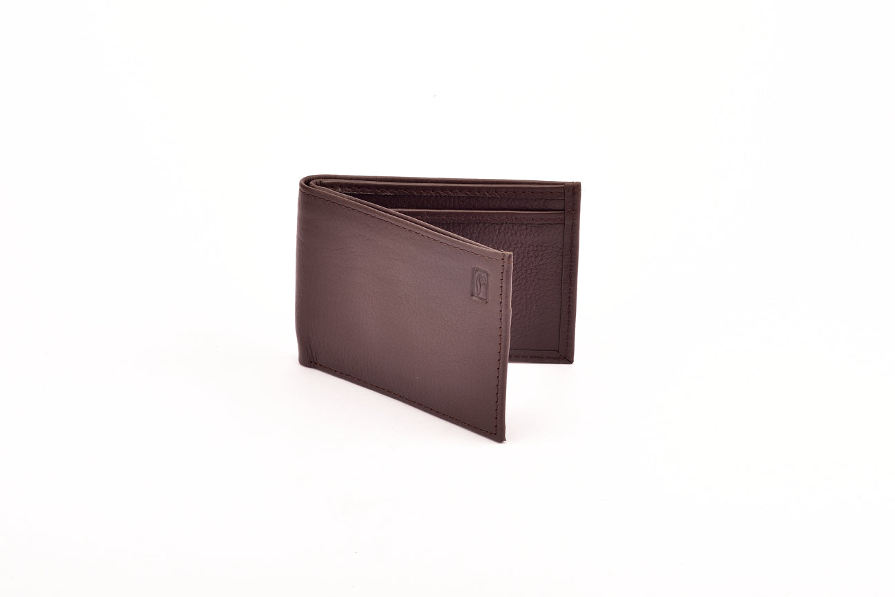 Double Compartment 9-Slot Duo-Color Mens Leather Wallet