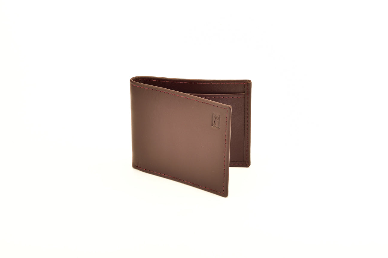 Double Compartment 8-Slot Mens Leather Wallet