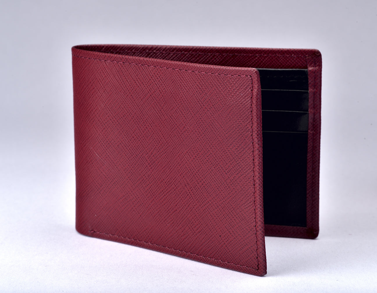 Double Compartment 9-Slot Bright Accent Mens Leather Wallet