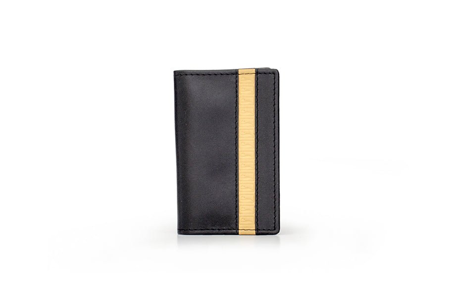 Black and Red Striped Leather Card Holder