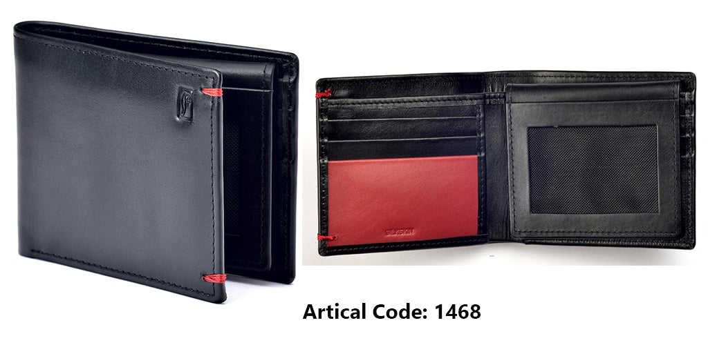 Double Compartment 9-Slot Mens Leather Wallet