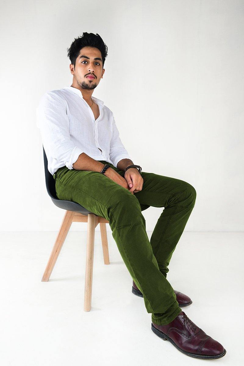 Men's Casual Slim Straight Fit Broken Twill Fabric Cotton Trousers - Bien Habille Pakistan